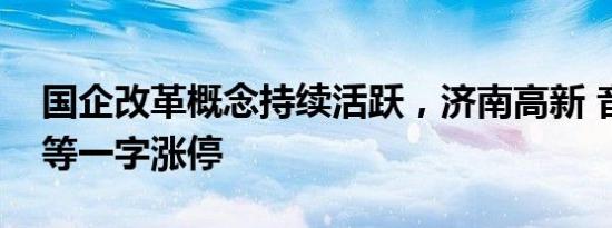 国企改革概念持续活跃，济南高新 音飞储存等一字涨停