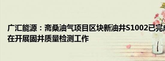 广汇能源：斋桑油气项目区块新油井S1002已完成钻井，正在开展固井质量检测工作