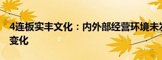 4连板实丰文化：内外部经营环境未发生重大变化