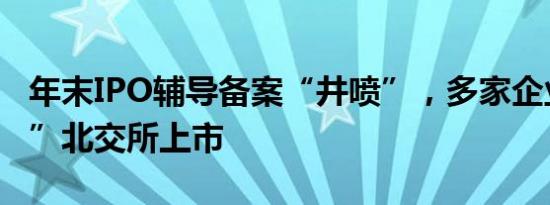 年末IPO辅导备案“井喷”，多家企业“改道”北交所上市