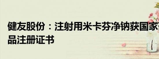 健友股份：注射用米卡芬净钠获国家药监局药品注册证书