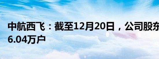 中航西飞：截至12月20日，公司股东人数为16.04万户