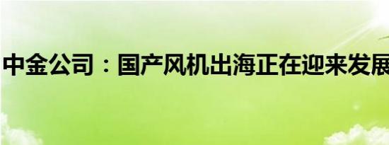 中金公司：国产风机出海正在迎来发展窗口期