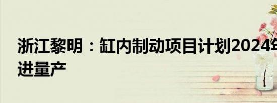 浙江黎明：缸内制动项目计划2024年可以推进量产