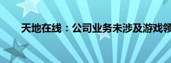 天地在线：公司业务未涉及游戏领域