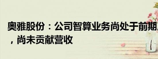 奥雅股份：公司智算业务尚处于前期启动阶段，尚未贡献营收