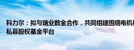 科力尔：拟与瑞业数金合作，共同组建围绕电机相关产业的私募股权基金平台