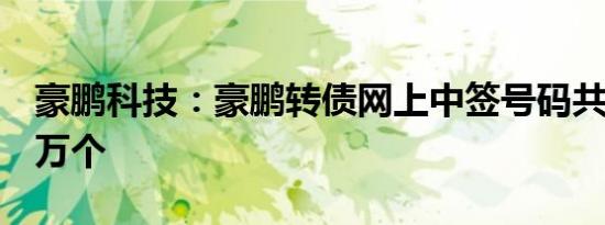 豪鹏科技：豪鹏转债网上中签号码共有38.15万个