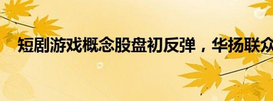 短剧游戏概念股盘初反弹，华扬联众涨停