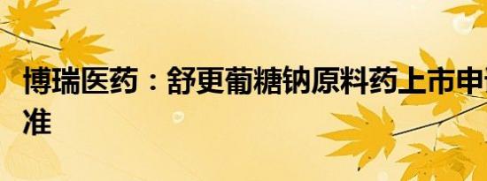 博瑞医药：舒更葡糖钠原料药上市申请获得批准