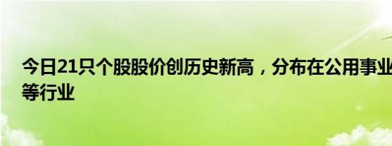 今日21只个股股价创历史新高，分布在公用事业 基础化工等行业