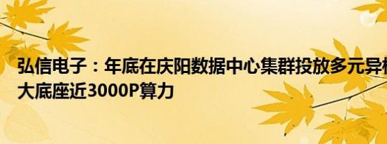 弘信电子：年底在庆阳数据中心集群投放多元异构绿色算力大底座近3000P算力