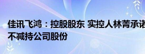 佳讯飞鸿：控股股东 实控人林菁承诺6个月内不减持公司股份