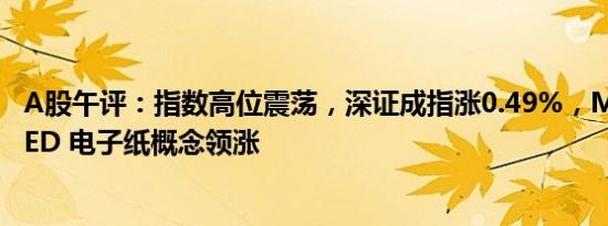 A股午评：指数高位震荡，深证成指涨0.49%，MR MicroLED 电子纸概念领涨