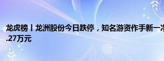 龙虎榜丨龙洲股份今日跌停，知名游资作手新一净卖出1445.27万元