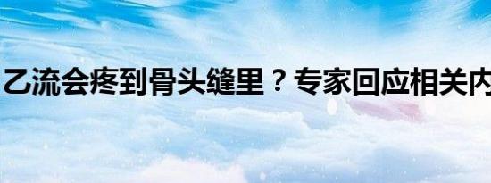 乙流会疼到骨头缝里？专家回应相关内容介绍