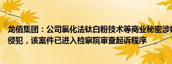 龙佰集团：公司氯化法钛白粉技术等商业秘密涉嫌遭到不法侵犯，该案件已进入检察院审查起诉程序