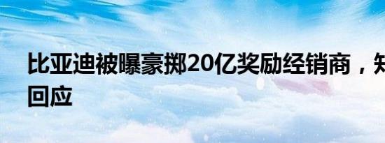 比亚迪被曝豪掷20亿奖励经销商，知情人士回应