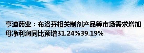 亨迪药业：布洛芬相关制剂产品等市场需求增加，2023年归母净利润同比预增31.24%39.19%