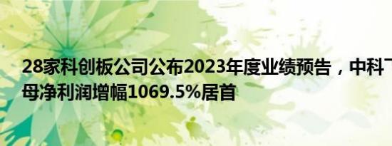 28家科创板公司公布2023年度业绩预告，中科飞测预计归母净利润增幅1069.5%居首