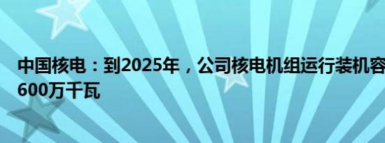 中国核电：到2025年，公司核电机组运行装机容量将达到2600万千瓦