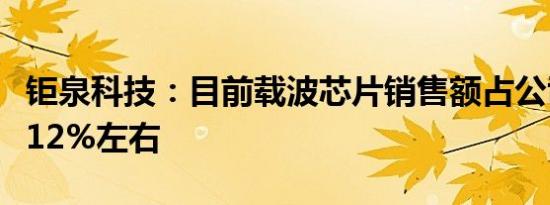 钜泉科技：目前载波芯片销售额占公司总收入12%左右