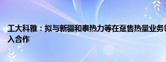 工大科雅：拟与新疆和泰热力等在趸售热量业务领域进行深入合作