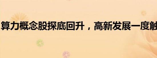 算力概念股探底回升，高新发展一度触及涨停