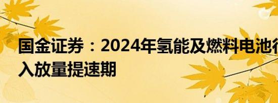 国金证券：2024年氢能及燃料电池行业将进入放量提速期