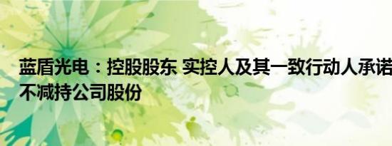 蓝盾光电：控股股东 实控人及其一致行动人承诺未来6个内不减持公司股份