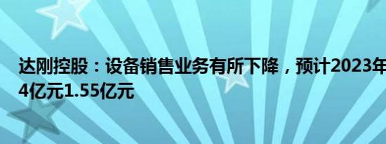 达刚控股：设备销售业务有所下降，预计2023年净亏损1.04亿元1.55亿元