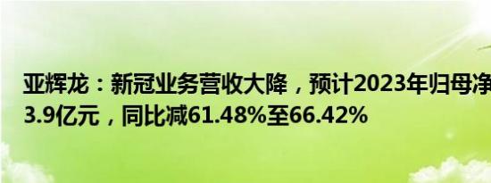 亚辉龙：新冠业务营收大降，预计2023年归母净利润3.4亿3.9亿元，同比减61.48%至66.42%