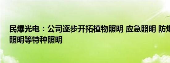 民爆光电：公司逐步开拓植物照明 应急照明 防爆照明美容照明等特种照明