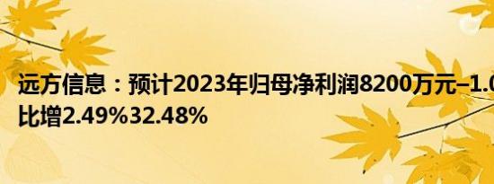 远方信息：预计2023年归母净利润8200万元–1.06亿元，同比增2.49%32.48%