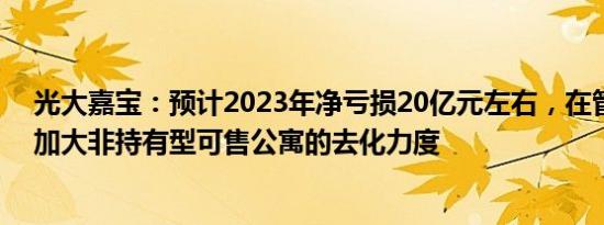 光大嘉宝：预计2023年净亏损20亿元左右，在管基金项目加大非持有型可售公寓的去化力度