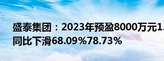 盛泰集团：2023年预盈8000万元1.2亿元，同比下滑68.09%78.73%