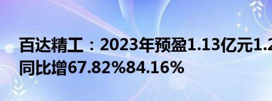 百达精工：2023年预盈1.13亿元1.24亿元，同比增67.82%84.16%