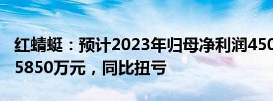 红蜻蜓：预计2023年归母净利润4500万元到5850万元，同比扭亏