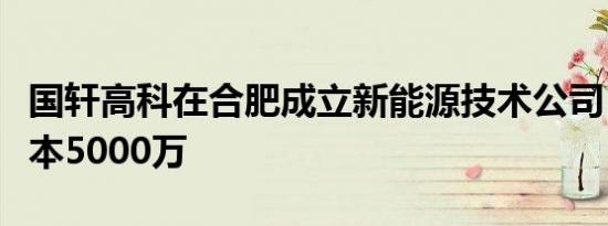 国轩高科在合肥成立新能源技术公司，注册资本5000万