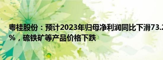 粤桂股份：预计2023年归母净利润同比下滑73.26%80.37%，硫铁矿等产品价格下跌