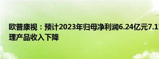 欧普康视：预计2023年归母净利润6.24亿元7.17亿元，护理产品收入下降