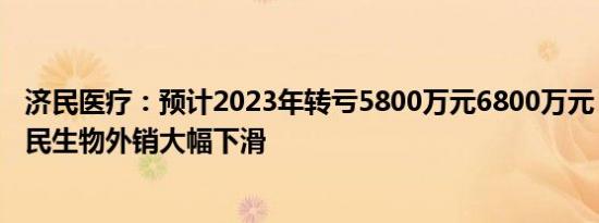 济民医疗：预计2023年转亏5800万元6800万元，子公司聚民生物外销大幅下滑