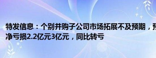 特发信息：个别并购子公司市场拓展不及预期，预计2023年净亏损2.2亿元3亿元，同比转亏