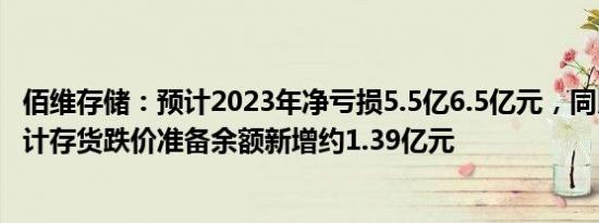 佰维存储：预计2023年净亏损5.5亿6.5亿元，同比转亏，预计存货跌价准备余额新增约1.39亿元