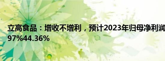 立高食品：增收不增利，预计2023年归母净利润同比降26.97%44.36%