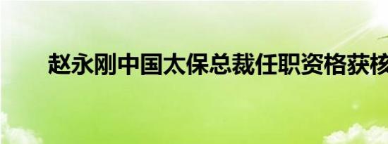 赵永刚中国太保总裁任职资格获核准