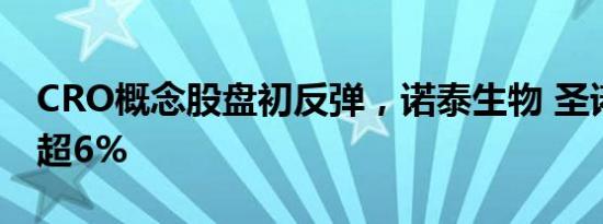 CRO概念股盘初反弹，诺泰生物 圣诺生物涨超6%