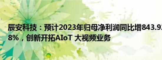 辰安科技：预计2023年归母净利润同比增843.92%1315.88%，创新开拓AIoT 大视频业务