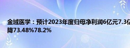 金域医学：预计2023年度归母净利润6亿元7.3亿元，同比降73.48%78.2%