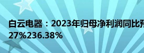 白云电器：2023年归母净利润同比预增138.27%236.38%